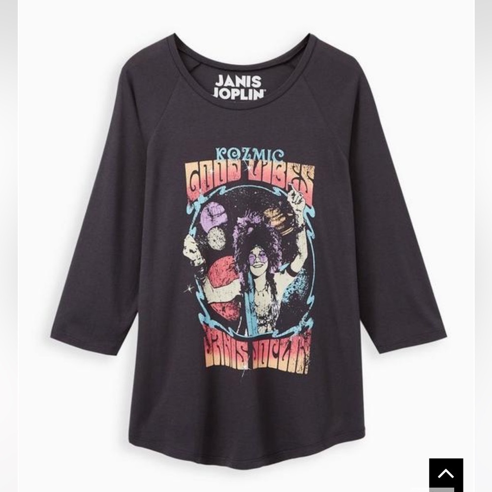 New! Torrid sz 3 Classic Fit Raglan Tee - Janis Joplin Vintage Black 3X